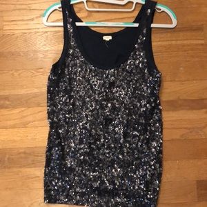 J crew sequined navy tank